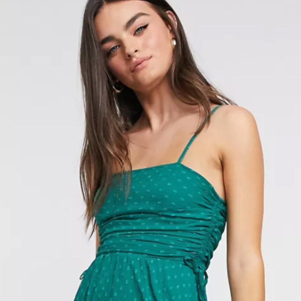 ASOS DESIGN pleated jacquard mesh midi dress